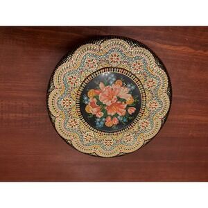 Vintage Floral Round Metal Tin Serving Tray Decorative Collectible‎ holland